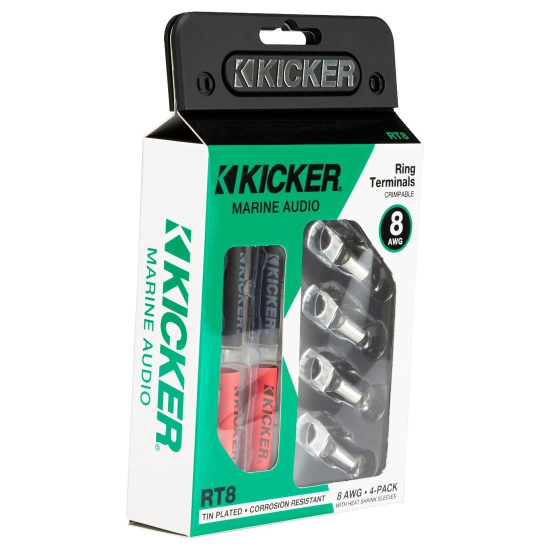 Kicker 47RT8 Tin-Plated 8 AWG 5/16' Marine Ring Terminals - 4-Pack (47RT8)