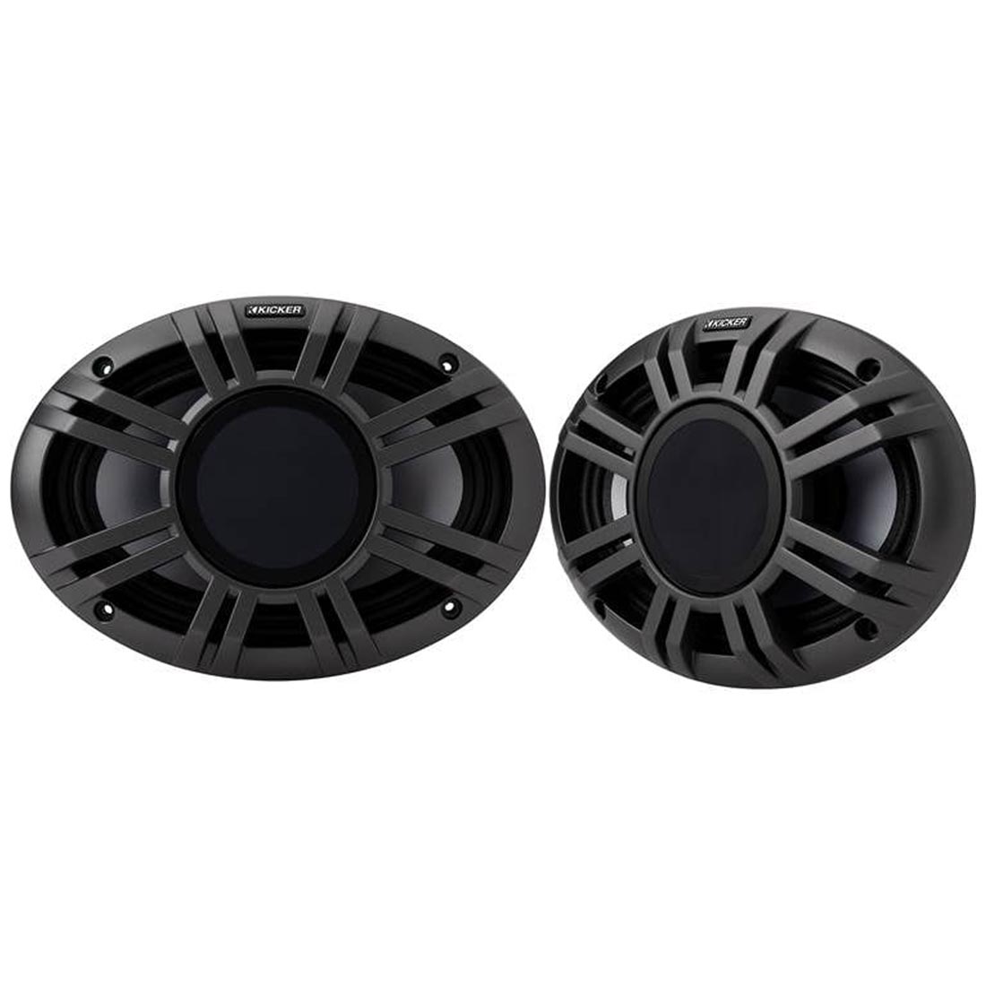 Kicker 48KMXL694 6"x9" Coaxial Marine Speakers with White and Charcoal Grilles