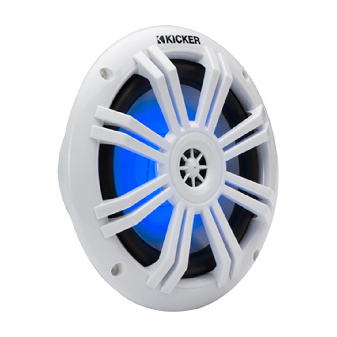 Kicker 49KM604WL 6.5" 2-Way 4-Ohm Marine Blue LED Coaxial Speakers - White