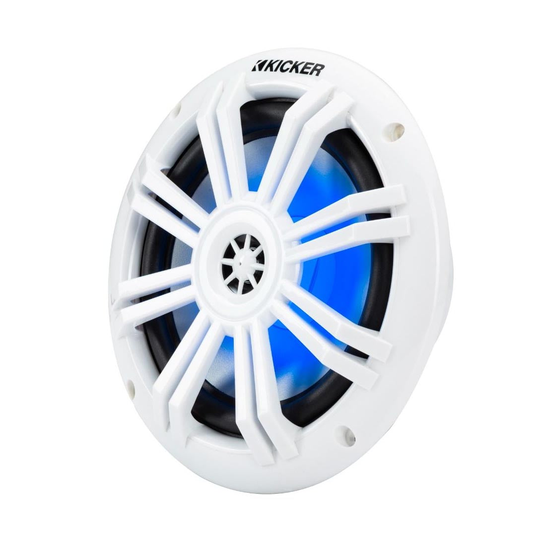 Kicker 51KM604WL 6.5" 4-Ohm Marine Coaxial Speakers with RGB LED Lighting - White