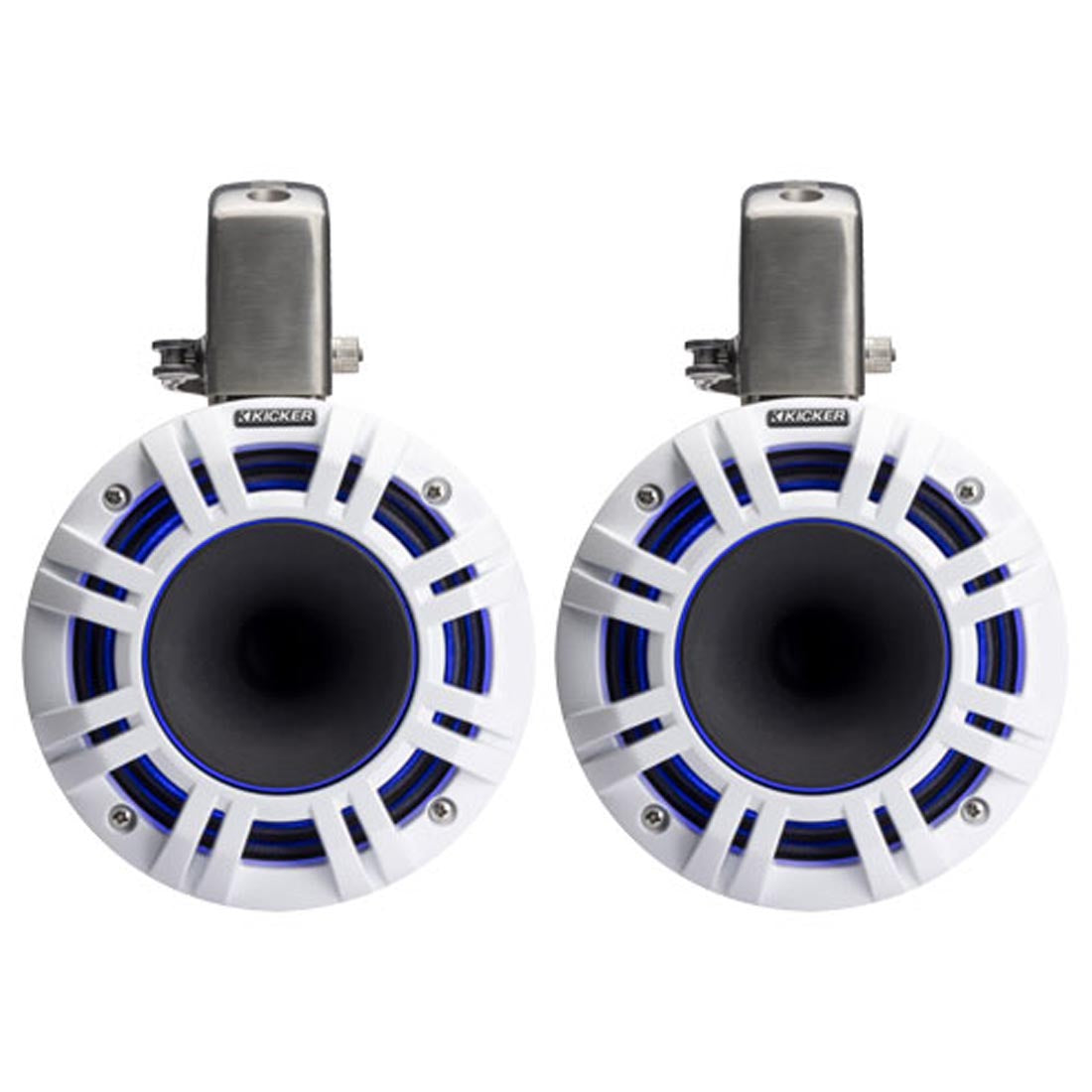 Kicker 51KMTCXL65W 6.5" Marine Wakeboard Tower Speakers with RGB Lighting - White