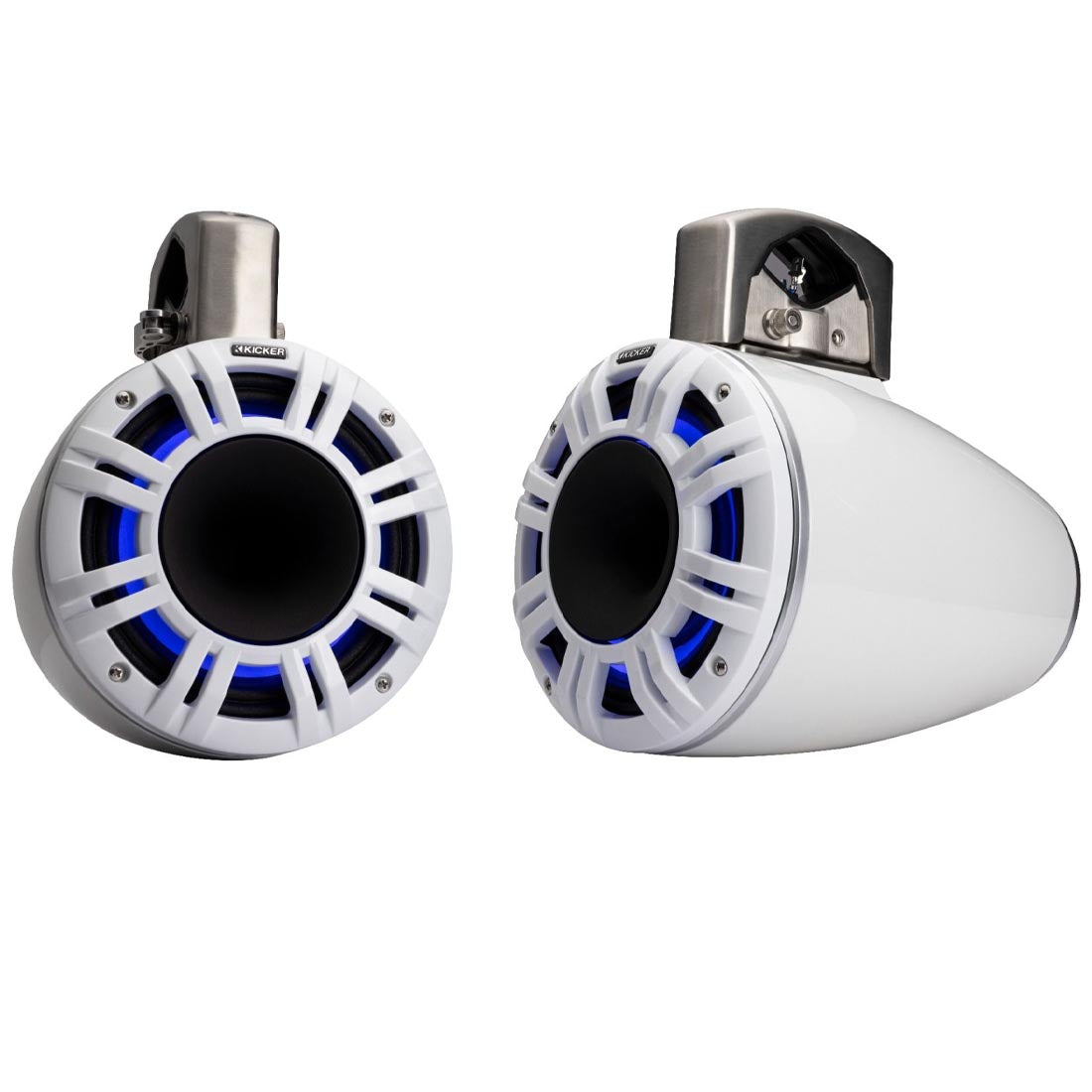 Kicker 51KMTCXL8W 8" Marine Wakeboard Tower Speakers with RGB Lighting - White