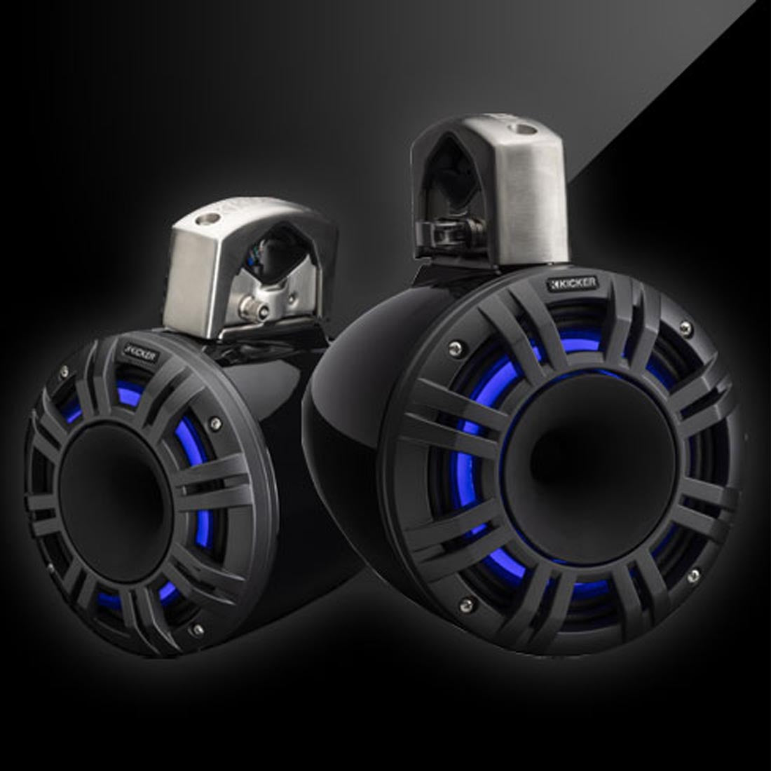 Kicker 51KMTCXL8 8" Marine Wakeboard Tower Speakers with RGB Lighting - Black