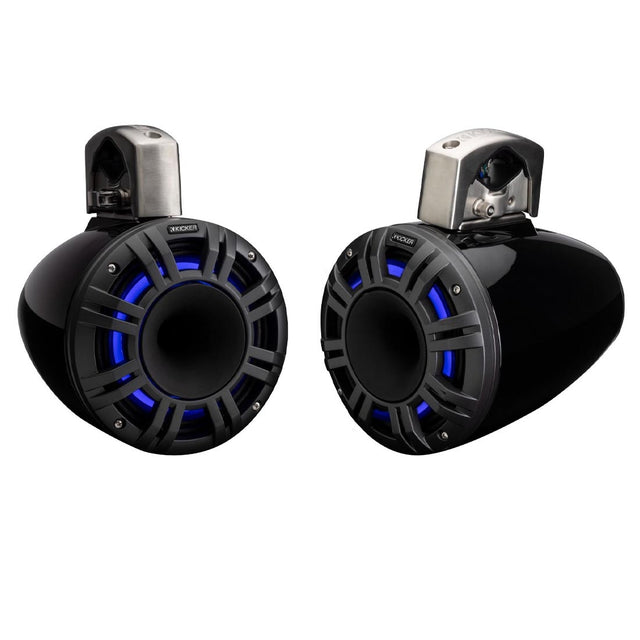 Kicker 51KMTCXL8 8" Marine Wakeboard Tower Speakers with RGB Lighting - Black