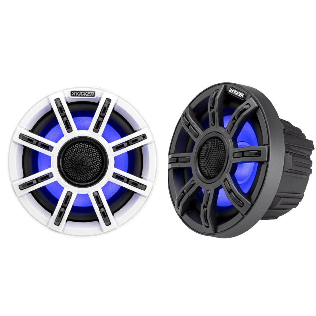 Kicker 51MSC65 6.5" Premium 4-Ohm Marine Coaxial Speakers with LED Lighting