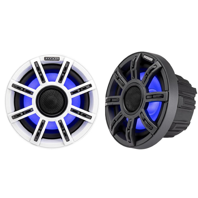 Kicker 51MSC65 6.5" Premium 4-Ohm Marine Coaxial Speakers with LED Lighting