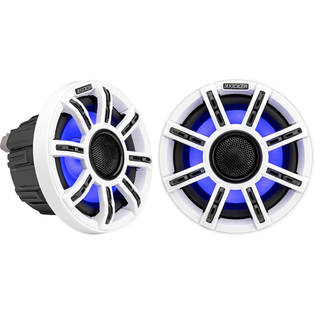 Kicker 51MSC65 6.5" Premium 4-Ohm Marine Coaxial Speakers with LED Lighting