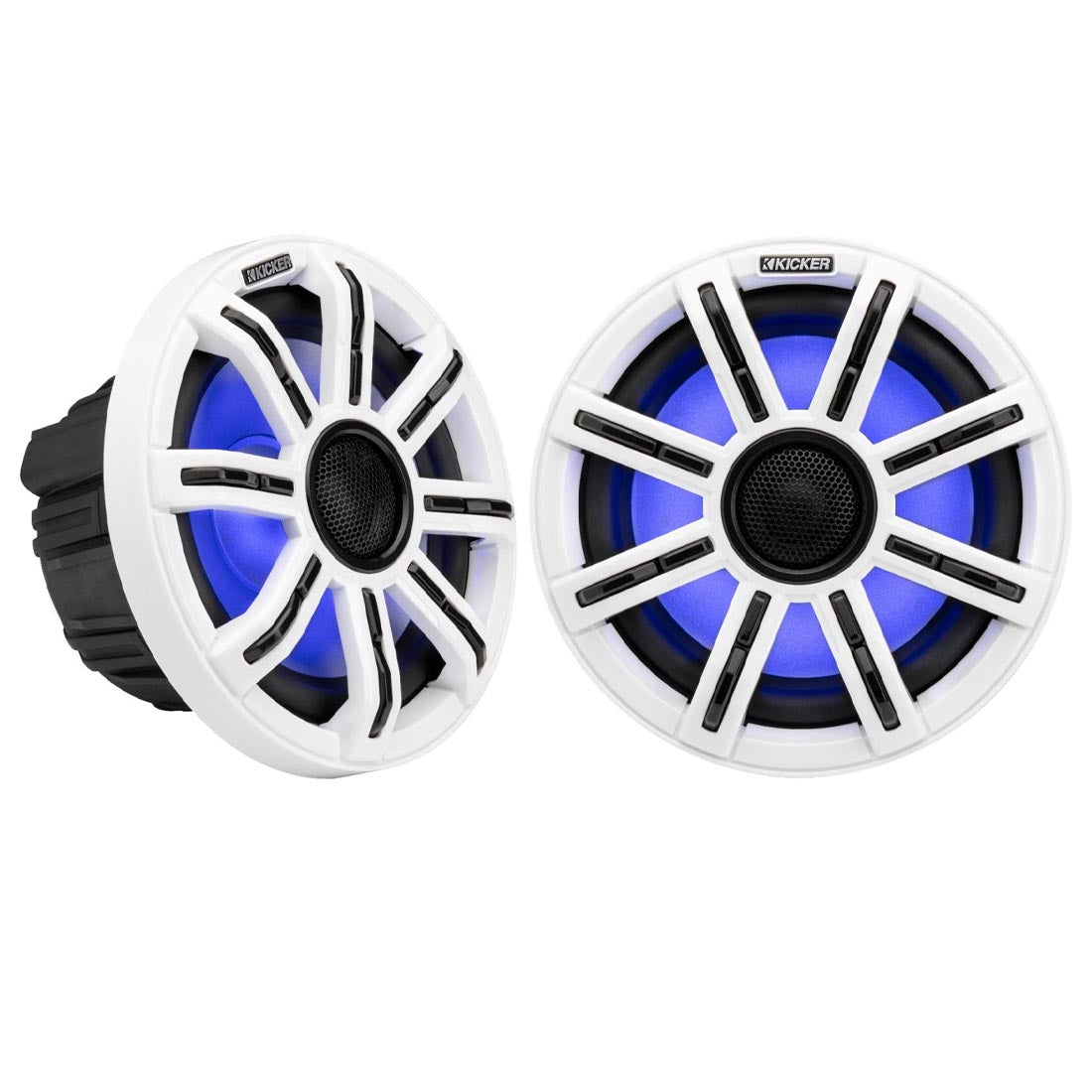 Kicker 51MSC8 8" Premium 4-Ohm Marine Coaxial Speakers with LED Lighting