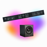 KIN Force Passive 3-Channel Soundbar Speaker - Each | KIN Sub 8 Powered Subwoofer with 8" Driver, 200W Class D - Black - Bundle