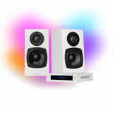 KIN One Bookshelf Speakers with 4" Woofer - White Pair | KIN Amp Bluetooth Stereo Amplifier - White - BUNDLE