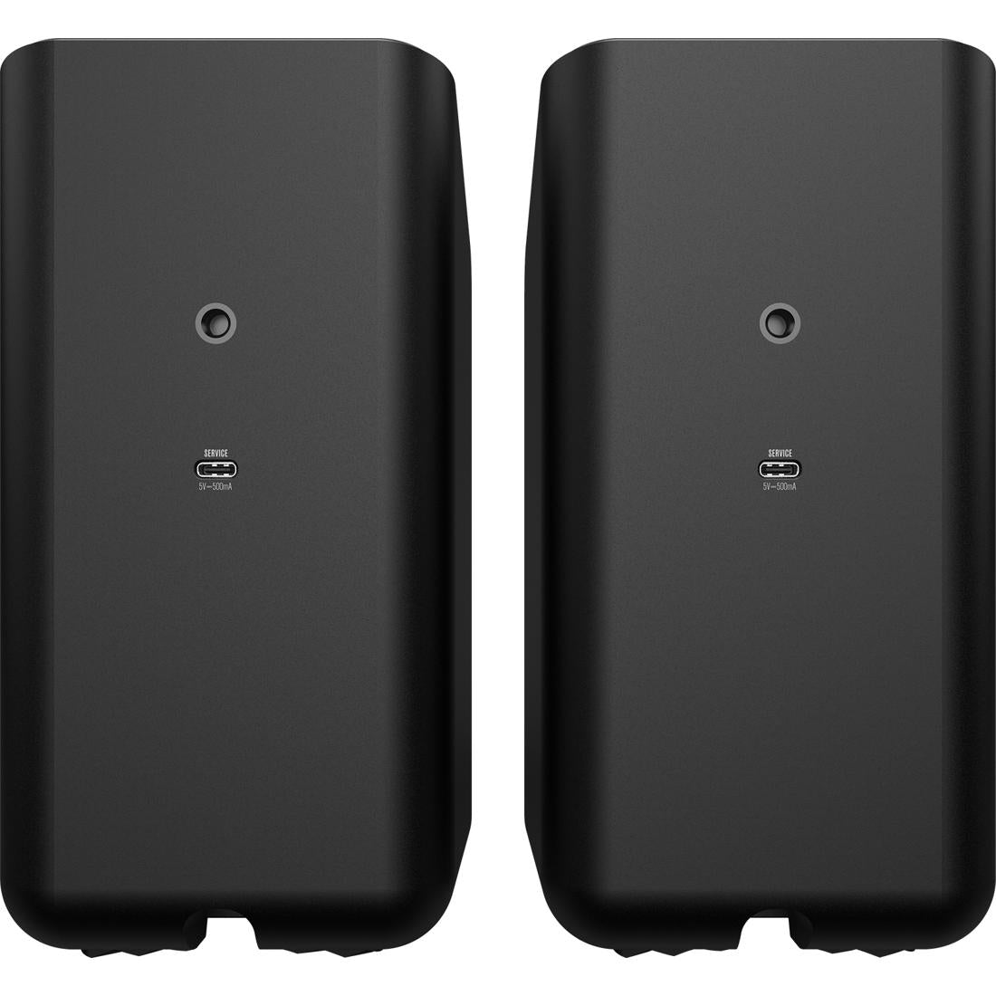 Back of Flexus Surr 200 speakers showing 1/4"-20 threaded insert for wall-mounting 