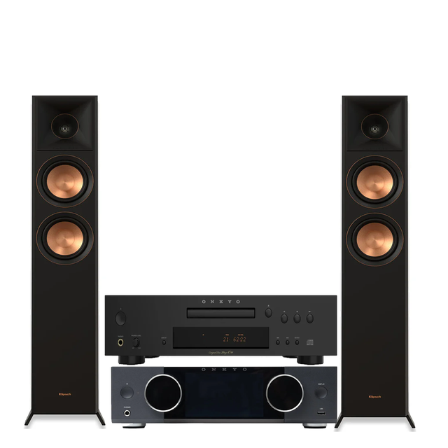 Onkyo Muse Y-50 Network Streamer Integrated Amplifier | Onkyo C30B CD Player |  Klipsch RP-6000F II Floor Standing Speakers - Pair - Bundle