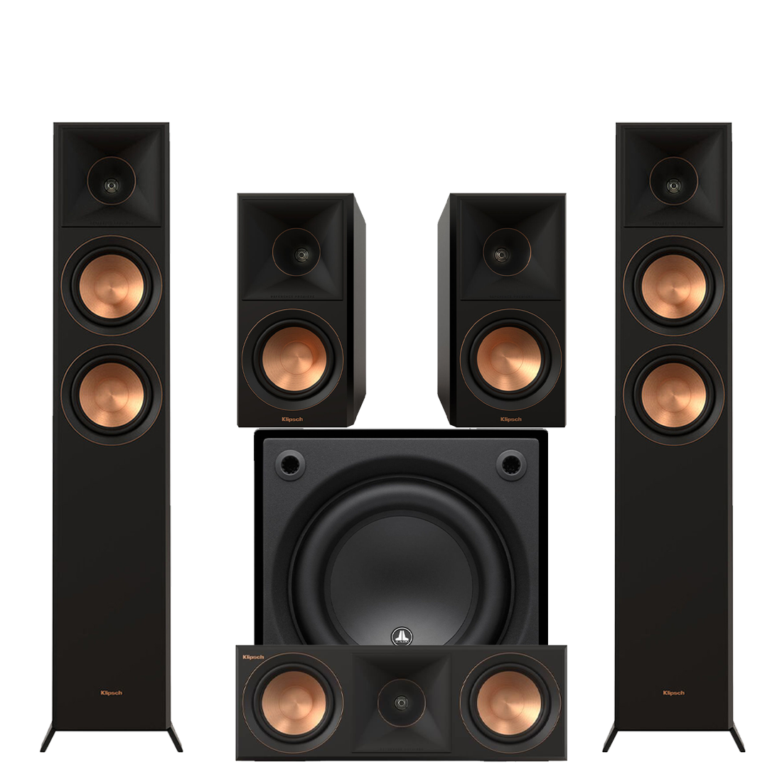 Klipsch RP-5000FBII Reference Premier MK-II 5.0 Speaker Bundle #2 | JL Audio D108-GLOSS 8? Powered Subwoofer- #96281 - Bundle