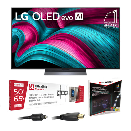 LG OLED65C5PUA 65" C5 4K OLED Evo AI Concierge Smart TV | Ultralink KIT3LED Home Entertainment Starter Kit Bundle