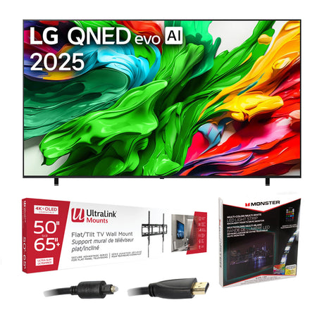 LG 55QNED85AUA 55" QNED evo AI MiniLED 4k Smart TV | Ultralink KIT3LED Home Entertainment Starter Kit Bundle