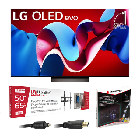 LG OLED48C4PUA 48" C4 4K Smart OLED Evo TV | Ultralink KIT3LED Home Entertainment Starter Kit Bundle