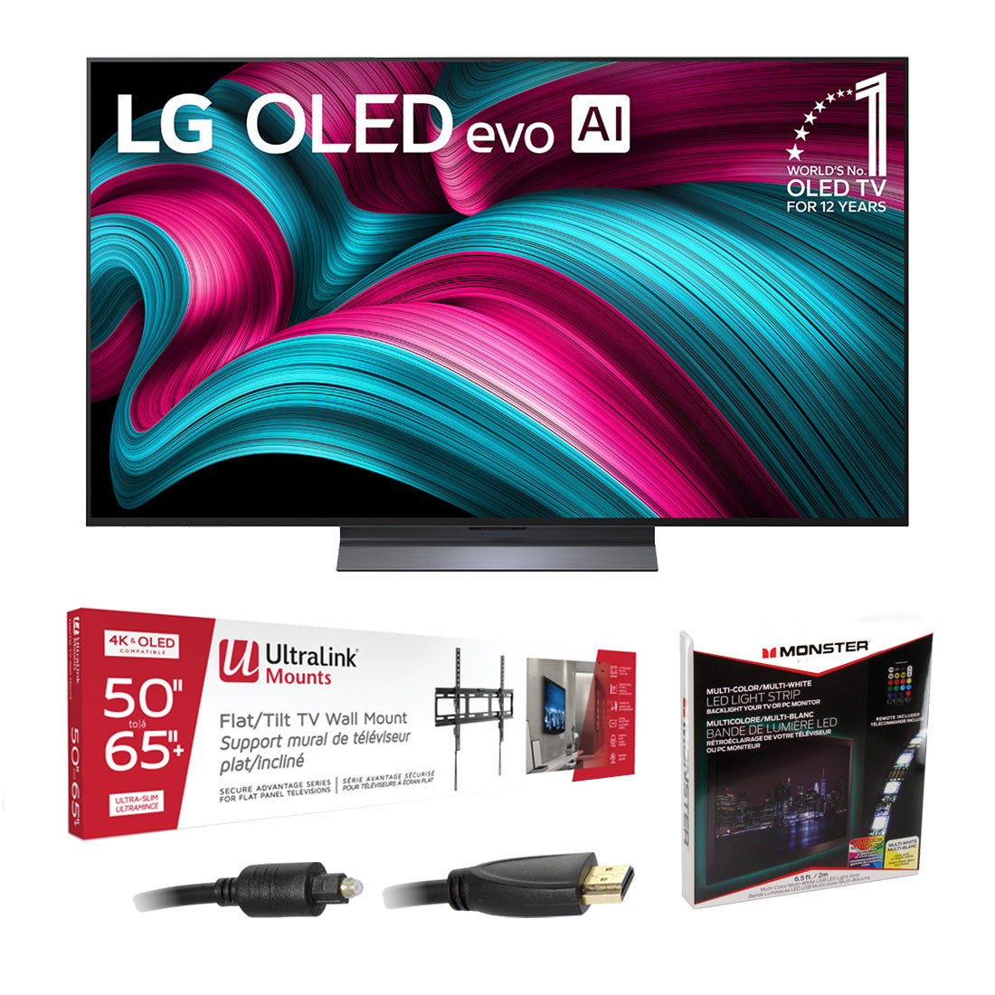 LG OLED48C5PUA 48" C5 4K OLED Evo AI Concierge Smart TV | Ultralink KIT3LED Home Entertainment Starter Kit Bundle
