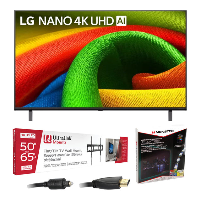 LG NU70 Nano 4K UHD AI Smart TV - 2026 | Ultralink KIT3LED Home Entertainment Starter Kit - Bundle