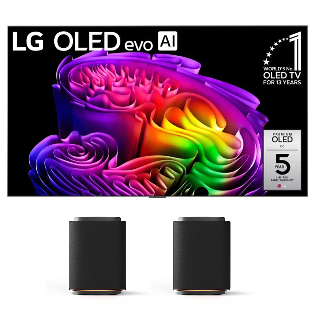 LG G6 OLED evo AI 4K Smart TV | Stereo Suite 5: M5 Sound Suite 1.1.1 Channel Dolby Atmos Wireless Speakers - 2026 Bundle