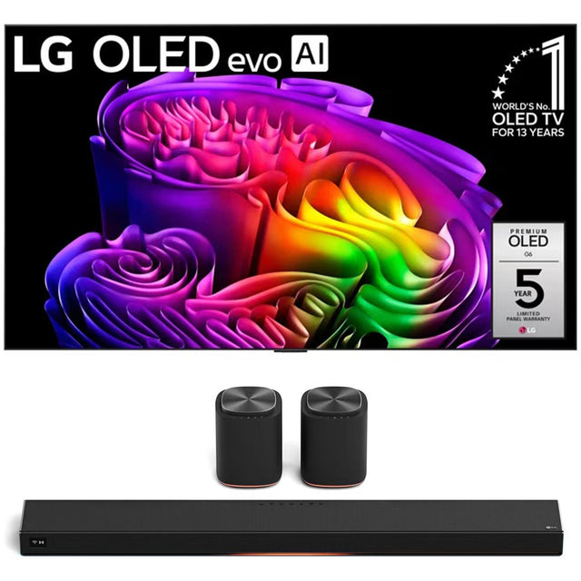 LG G6 OLED evo AI 4K Smart TV | Sound Suite Immersive Suite 5: H7 All-in-One Soundbar and M5 Wireless Speakers - 2026 Bundle