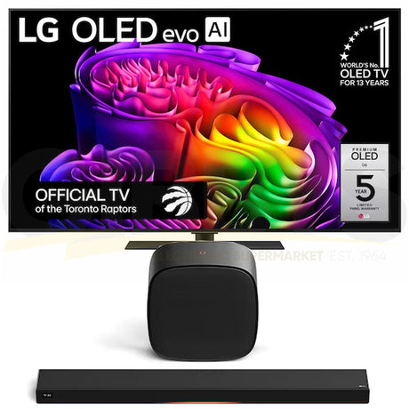 LG G6 OLED evo AI 4K Smart TV | Cinema Suite 7: H7 All-in-One Soundbar | W7 Wireless Subwoofer - Bundle
