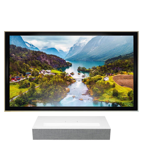 LG HU85LA Ultra Short Throw 4K UHD Laser Smart CineBeam Projector | LX-120G169 120" Grey 16:9 Fixed Screen