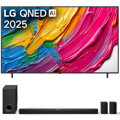 LG QNED82A AI 4k Smart TV | S90TR 7.1.3 Channel Soundbar with Dolby Atmos and Rear Speakers - Bundle
