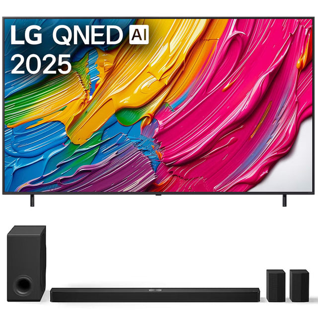 LG QNED82A AI 4k Smart TV | S90TR 7.1.3 Channel Soundbar with Dolby Atmos and Rear Speakers - Bundle