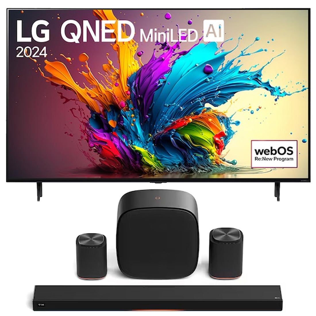 LG 65QNED90TUA 65" QNED Mini-LED AI 4K Smart TV | Sound Suite: H7 Soundbar | W7 Subwoofer | M7 Speaker | M5 Speaker - Bundle