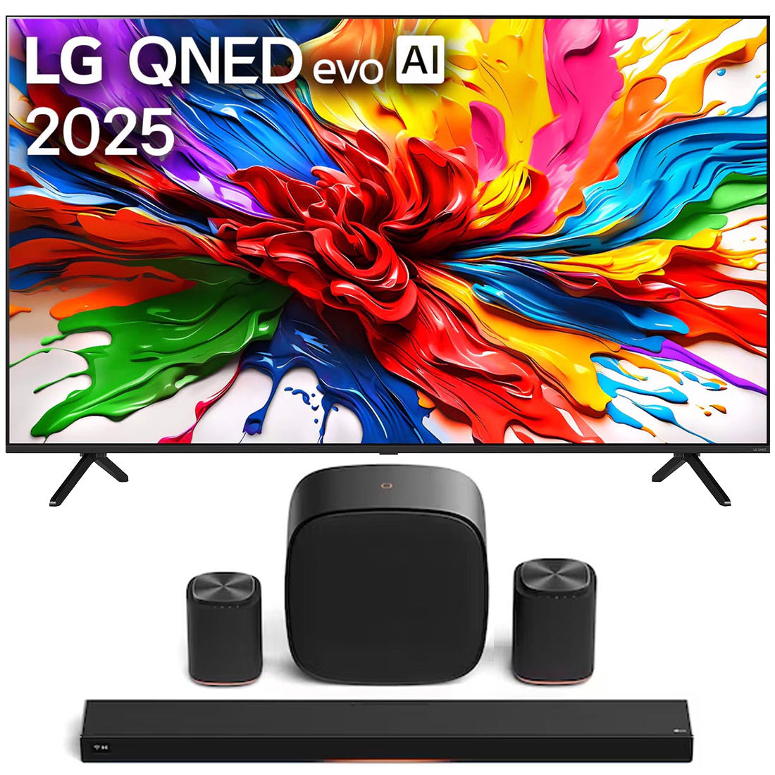 LG 65QNED92AUA 65" QNED evo AI MiniLED 4k Smart TV | Sound Suite: H7 Soundbar | W7 Subwoofer | M7 Speaker | M5 Speaker - Bundle