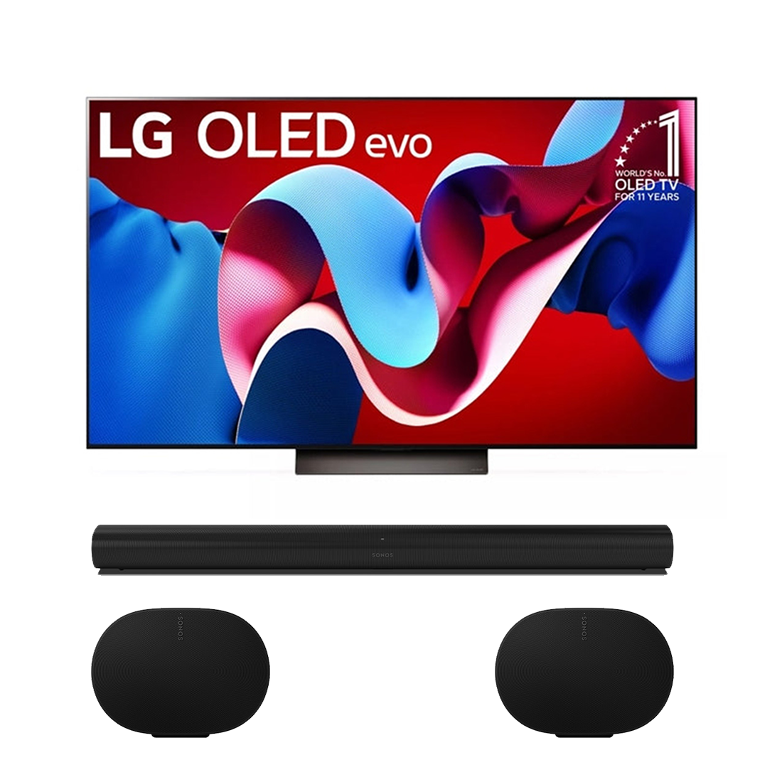LG OLED C4PUA 4K Smart OLED Evo TV - 2024 Model | Sonos Premium Surround Set with Arc - Arc | Era 300 (2) - Bundle