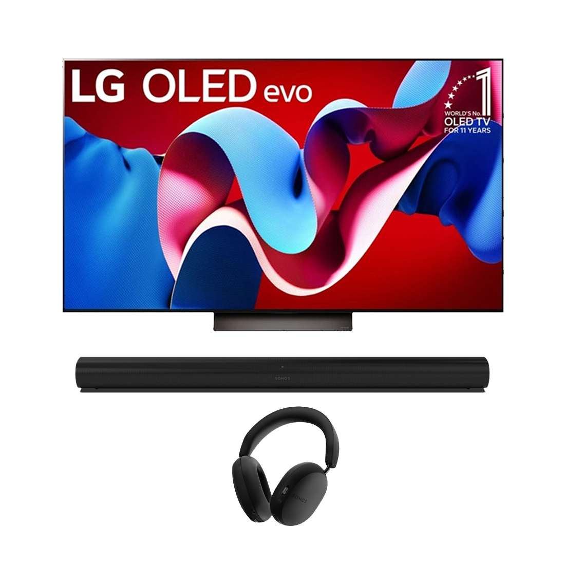 LG OLED C4PUA 4K Smart OLED Evo TV - 2024 Model | Sonos Ace Wireless Over-Ear Active Noise Cancelling Headphones | Sonos Arc Premium Smart Soundbar - Bundle