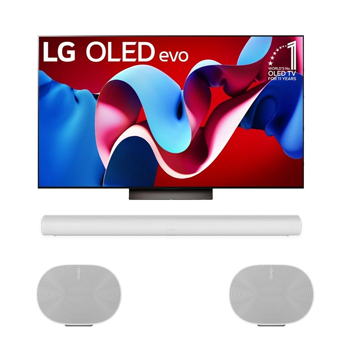 LG OLED C4PUA 4K Smart OLED Evo TV - 2024 Model | Sonos Premium Surround Set with Arc - Arc | Era 300 (2) - Bundle