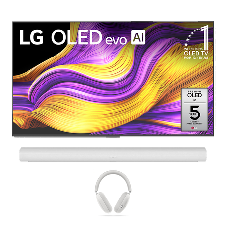 LG OLED G5 4K OLED Evo AI Concierge Smart TV - 2025 Model | Sonos Ace Wireless Over-Ear Active Noise Cancelling Headphones | Sonos Arc Premium Smart Soundbar - Bundle