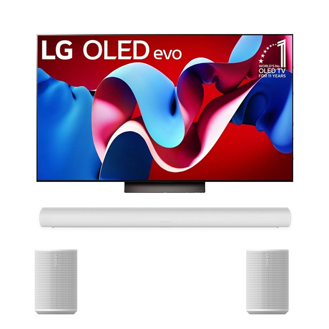 LG OLED C4PUA 4K Smart OLED Evo TV - 2024 Model | Sonos Surround Set with Arc - Arc | Era 100 (2) - Bundle