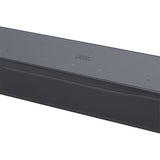 Close-up of touch controls on black JBL Bar 500 soundbar on a white background