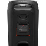 Black JBL PartyBox 720 speaker rear showing exposed I/O panel