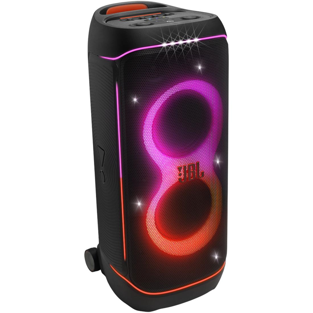 Black JBL PartyBox 720 portable speaker with futuristic lightshow