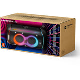 Cardboard box packaging for a JBL PartyBox 720 speaker with colorful design elements.