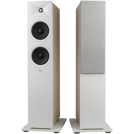 Pair of JBL Stage 260F speakers in latte finish