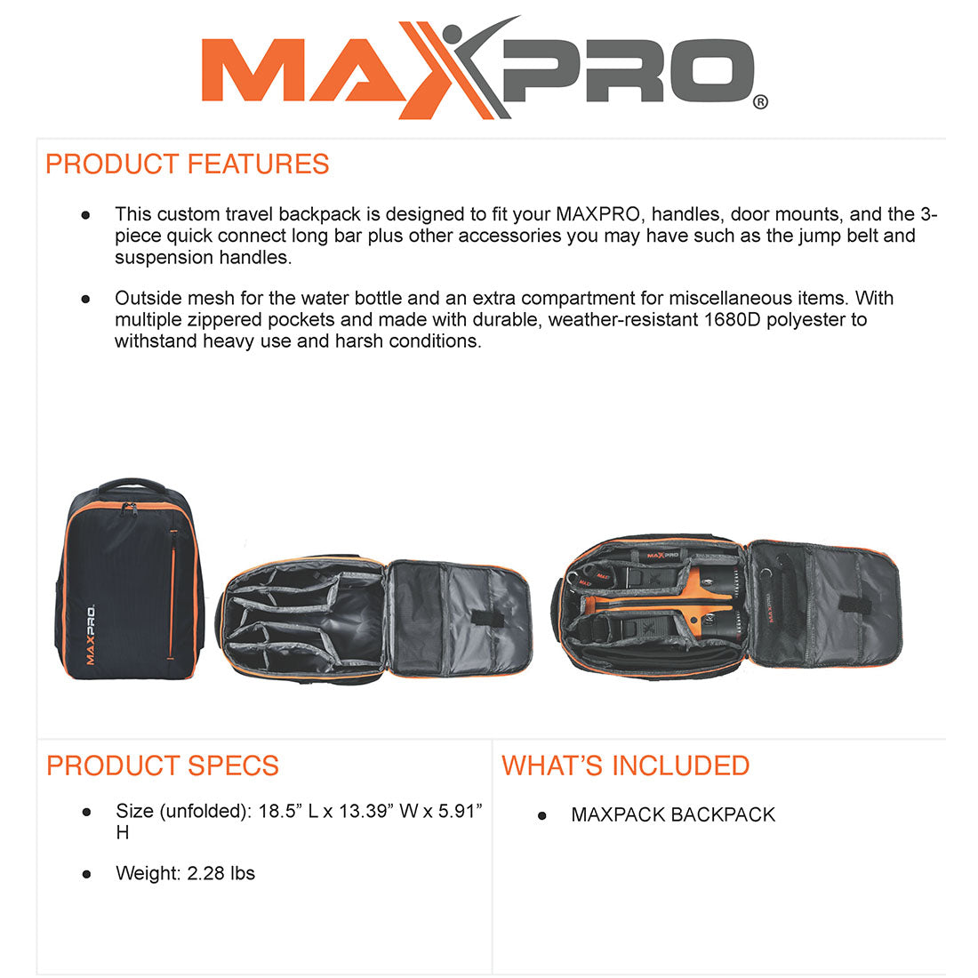 MAXPRO X2001 MaxPack Backpack