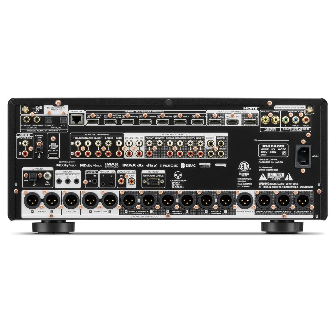 Rear I/O panel of Marantz AV30 Preamplifier