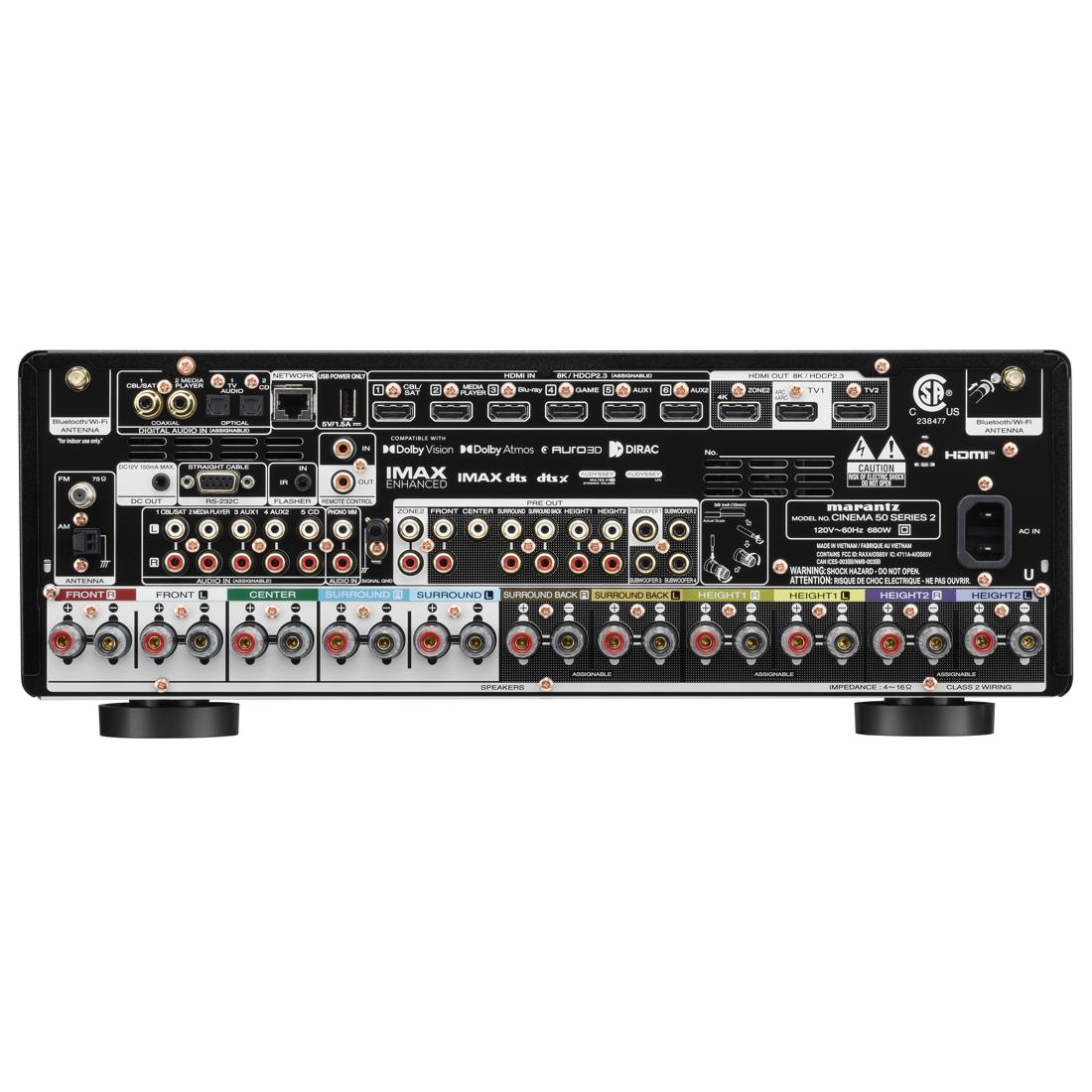 Marantz Cinema 50 Series 2 AV Receiver rear I/O panel