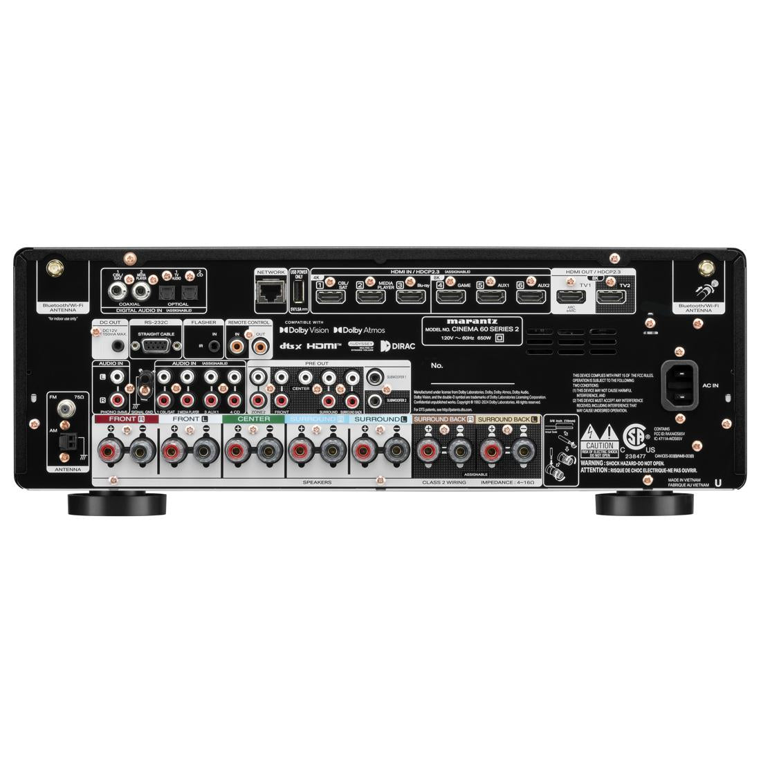 Marantz Cinema 60 Series 2 AV Receiver rear I/O