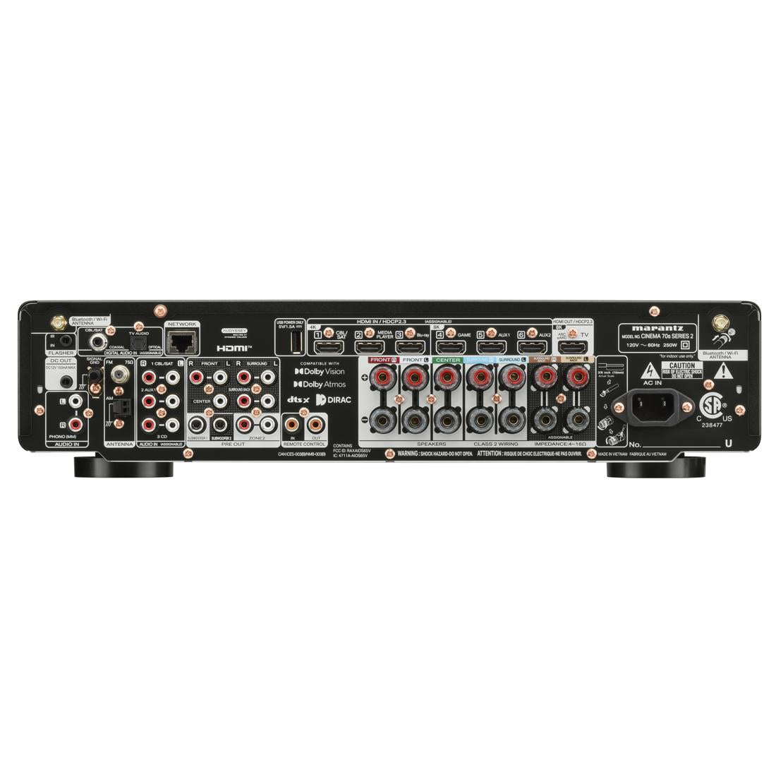 Marantz Cinema 70s Series 2 AV Receiver rear I/O panel