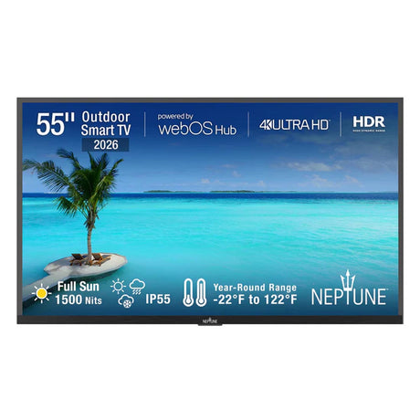 Neptune ODTV5504 55" 4K Full Sun Outdoor Smart TV with Included Tilting Wall Mount