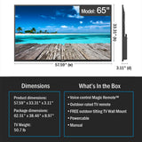 Neptune ODTV6504 65" 4K Full Sun Outdoor Smart TV with Included Tilting Wall Mount