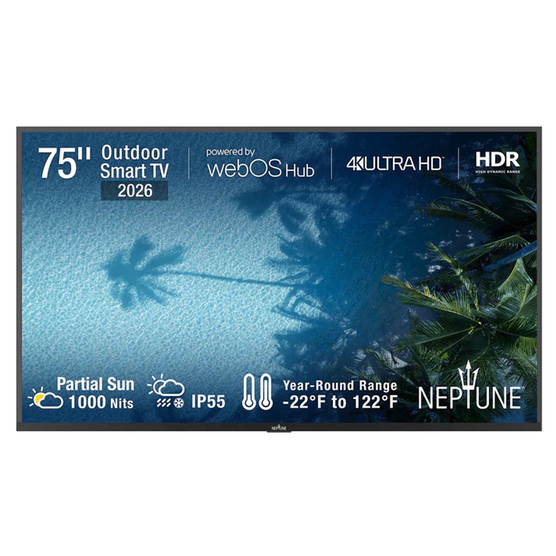 Neptune ODTV75PS1K 75" 4K Partial Sun Outdoor Smart TV with webOS Hub