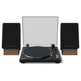 Kanto OBI3VMB Belt Drive Bluetooth Turntable | Onkyo GX-10DBB Compact Powered Bluetooth Bookshelf Speakers - Pair - Black - Bundle