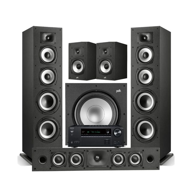 Onkyo TX-NR6100 7.2 Channel THX Certified Network A/V Receiver | Polk Audio Monitor XT70 Floor standing Speakers | Monitor XT35 High Res Loudspeaker |  Monitor XT20 High Res Loudspeaker | Monitor XT12 12” Powered Subwoofer - Bundle